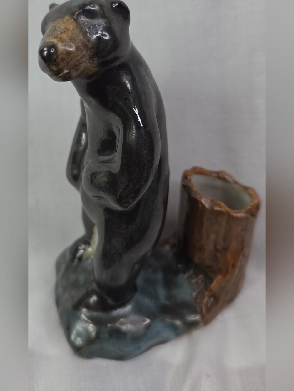Vtg Studio Art Pottery Standing Bear Figurine Drip Glaze Signed Andersen 2002